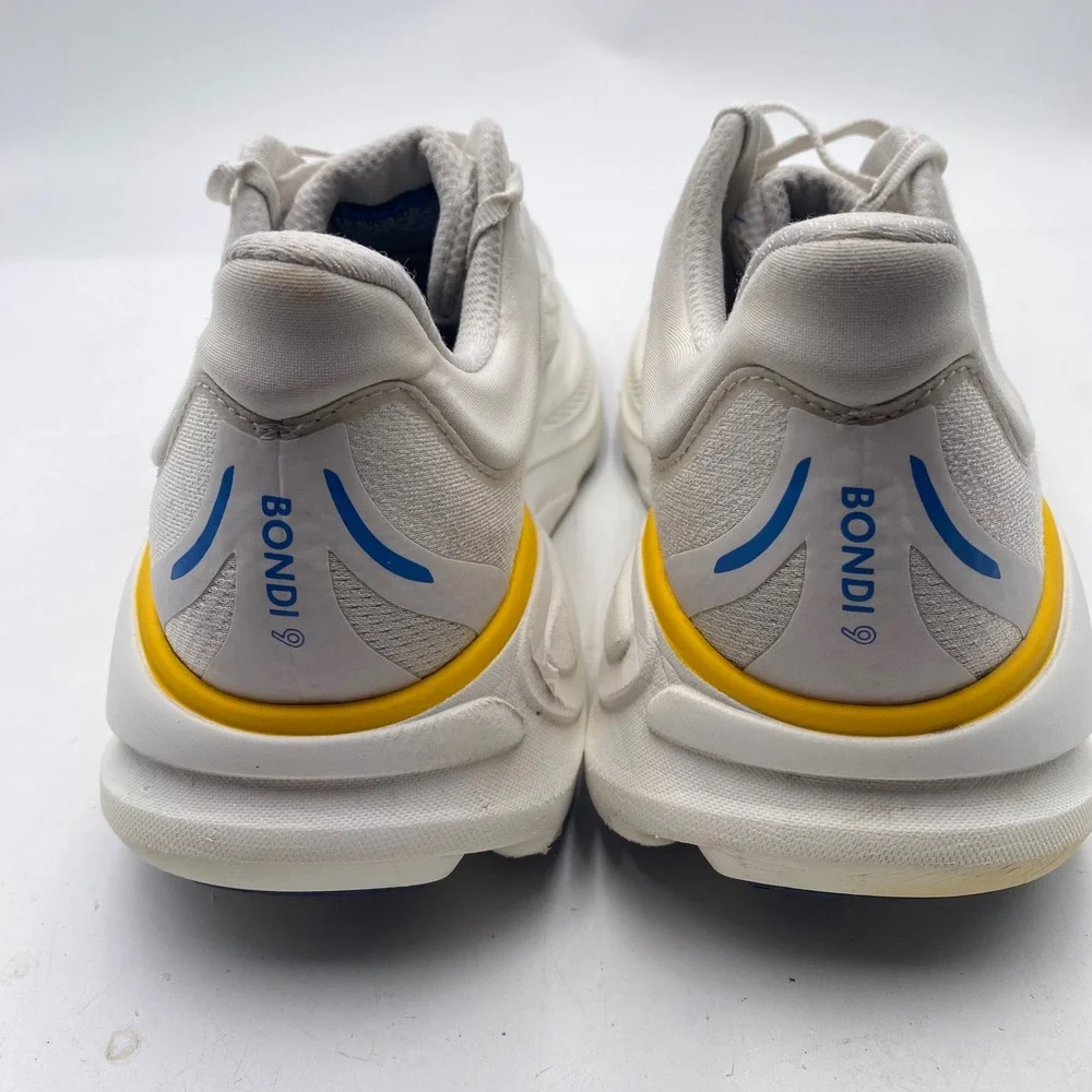 HOKA One One Bondi 9 Running Shoes Mens 11.5 White Yellow 1162011 WGRT Sneaker